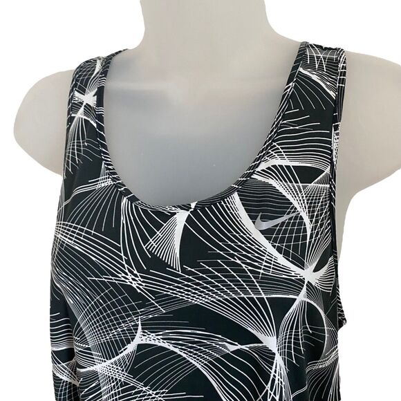 Nike Small Tank Top Dri-Fit Printed Black White Racerback Tee - Picture 4 of 6